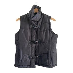 Harve Benard Black Puffer Quilted‎ Zip Toggle Vest Sz S